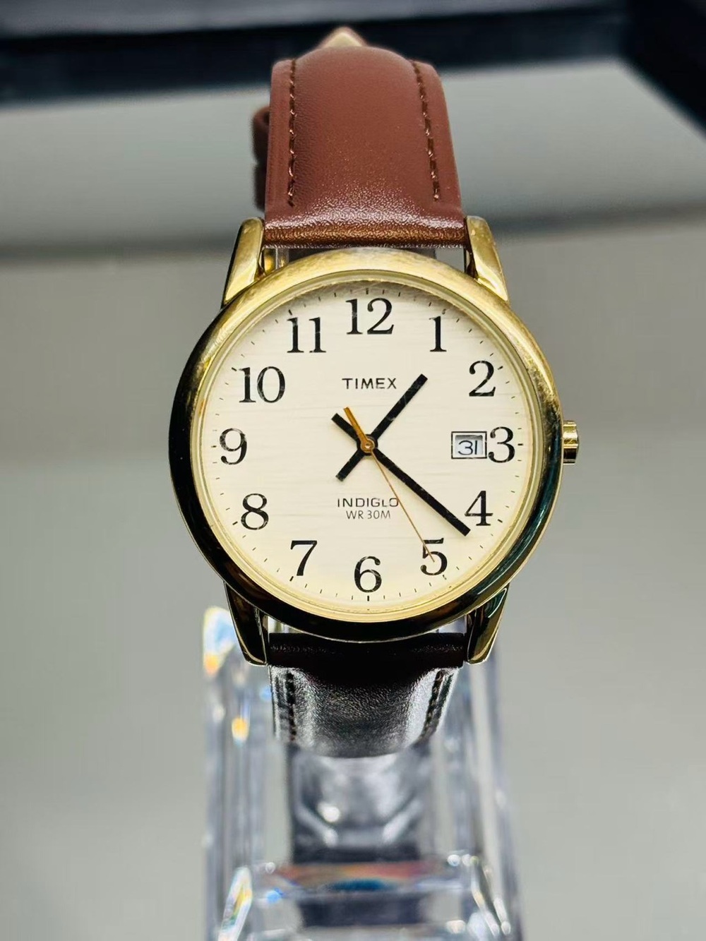 Vintage Timex Indiglo Date Quartz Gold Tone 34mm Women’s Watch New Battery Runs
